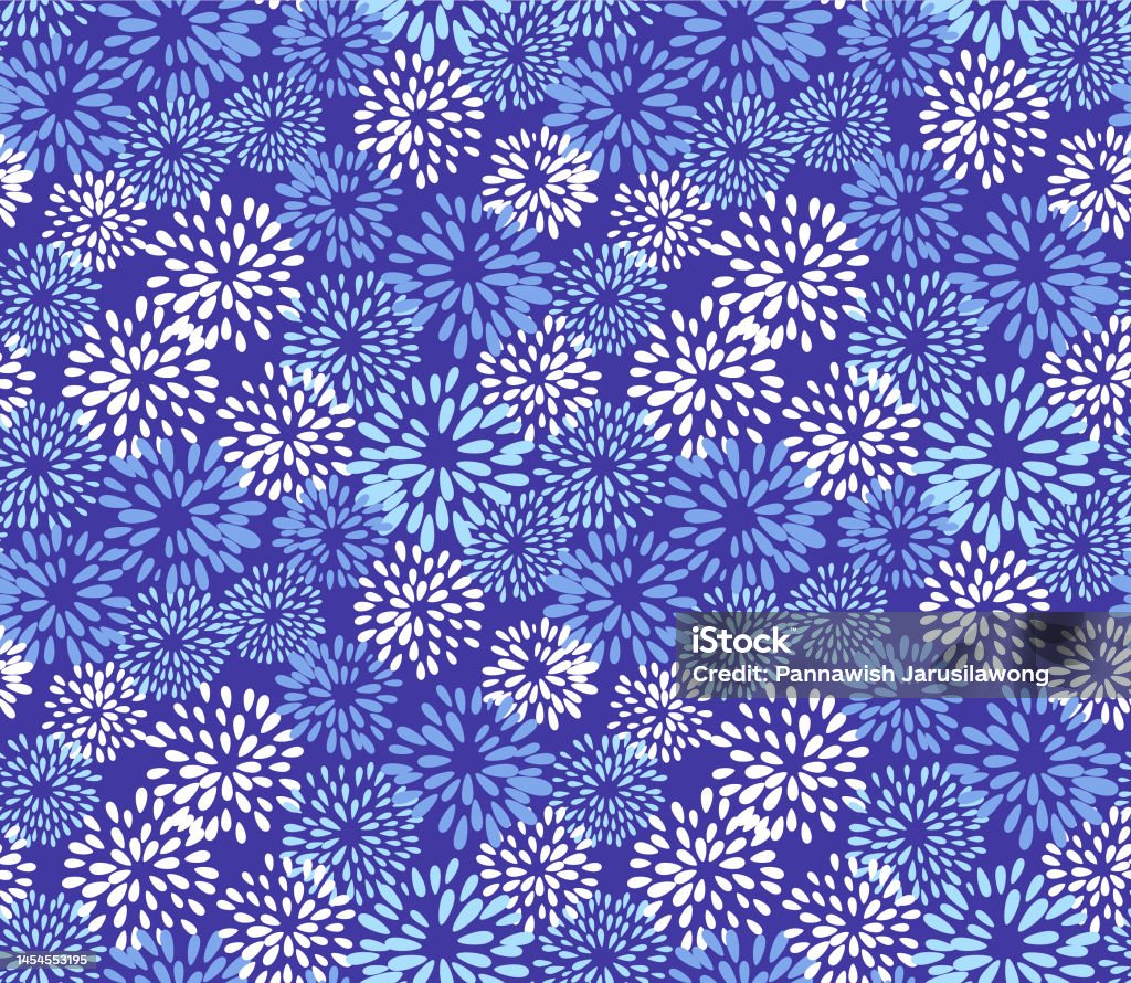 Japanese Firework Pattern Japanese Petal Fireworks Flower Vector Seamless Pattern Stock ...