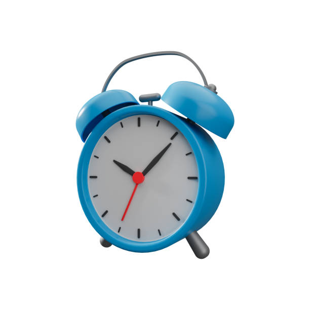 istock Blue alarm clock 3d illustration isolated on white background. 1454557757