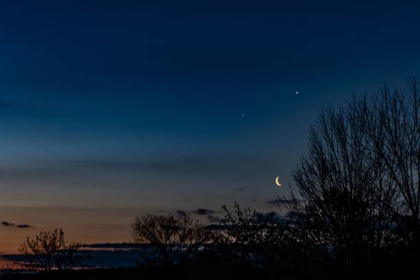 istock Beautiful view of the moon in the night sky 1454558366