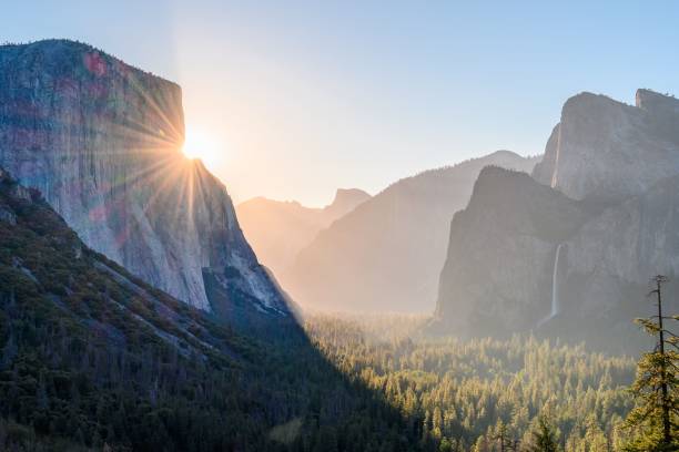 istock Mesmerizing scene of El Capitan rocky mountain with sunrays 1454559846