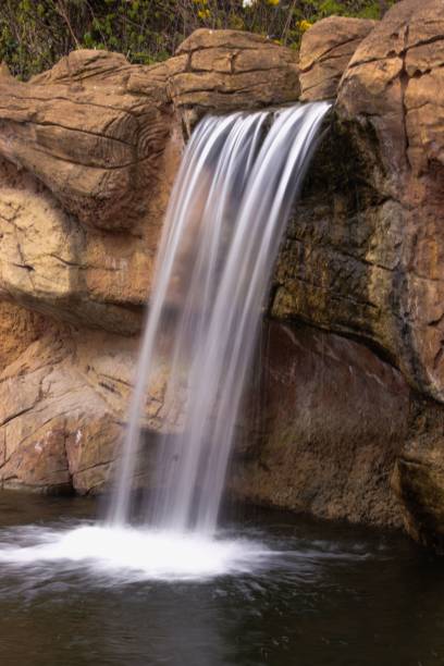 istock Vertical shot of a small artificial waterfall in the zoo 1454561354