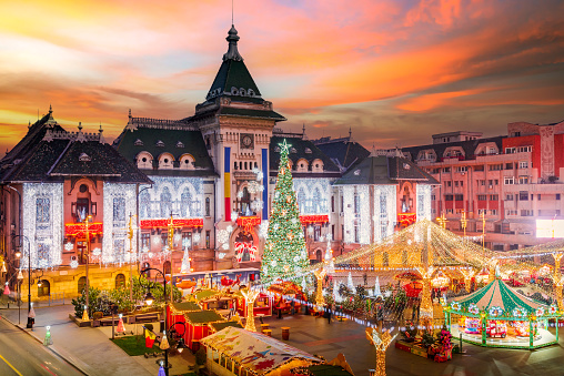 Craiova, Romania. Famous Christmas Market, european top 2022 winter destination in Eastern Europe, historical Oltenia.