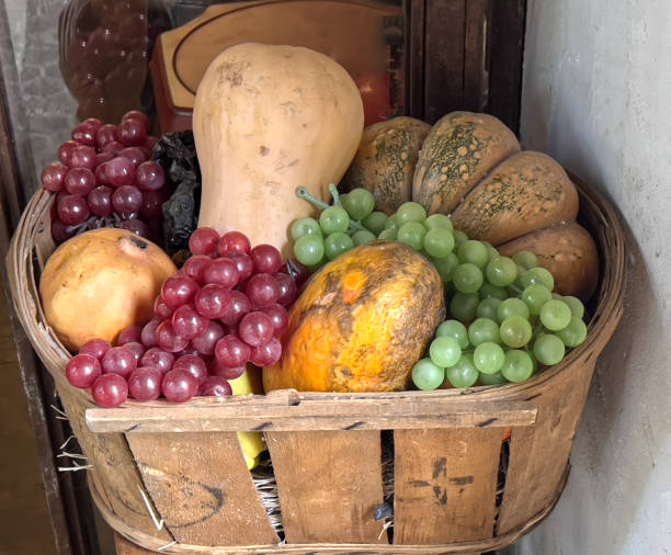 Plastic and fresh harvest in a basket