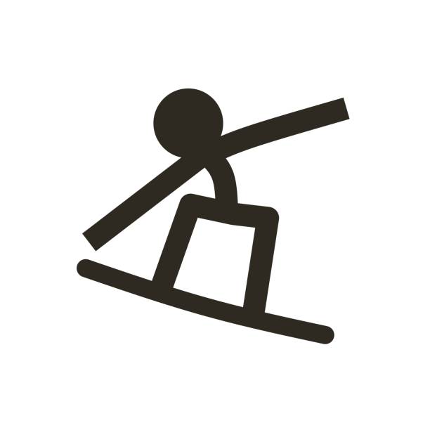 스키타기 아이콘 - mountain skiing ski lift silhouette stock illustrations