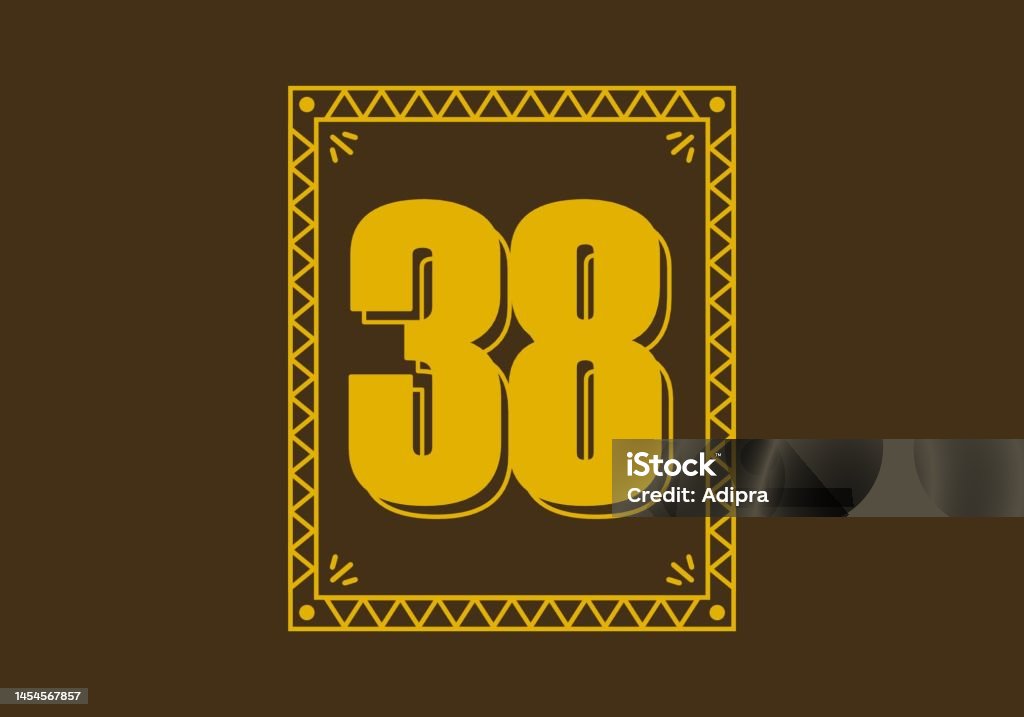38. Text Number 38 In Retro Rectangle Frame Stock Illustration - Download Image ...