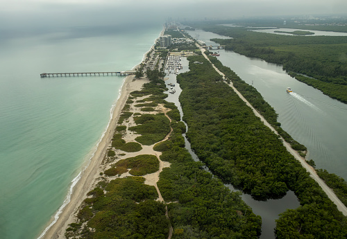 The Stranahan River and coast near Fort Lauderdale in Florida, USA