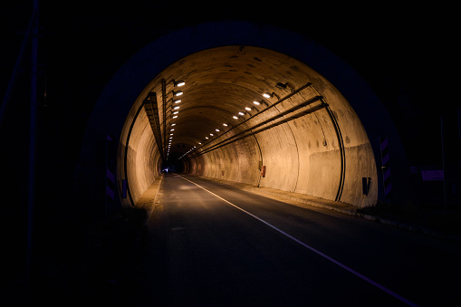 highway tunnel entrance at night nobody