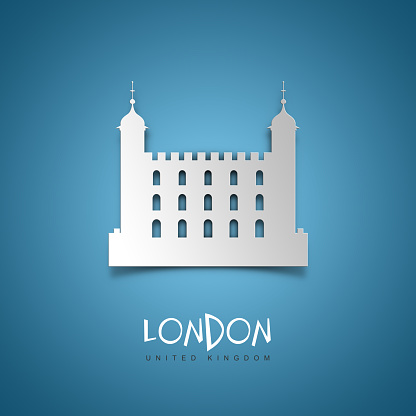 London, United Kingdom. Greeting card. Blue background. No people. Copy space. Sample text.