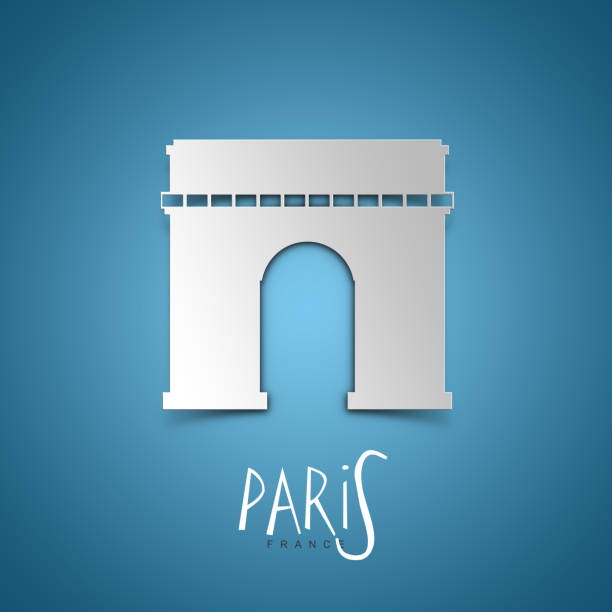 Paris, France. Greeting card. Blue background. No people. Copy space. Sample text.