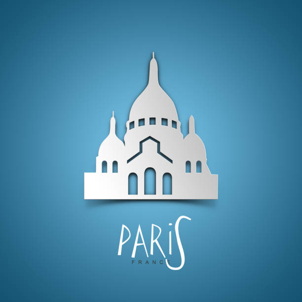Paris, France. Greeting card. Blue background. No people. Copy space. Sample text.