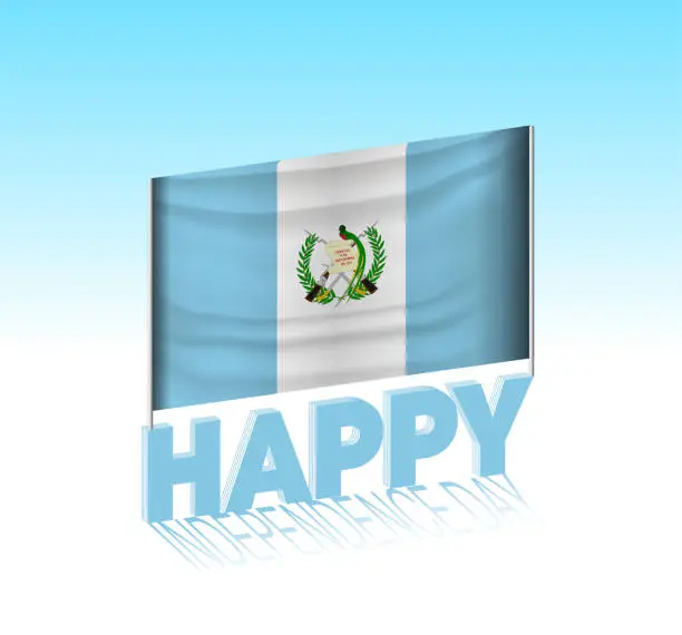 Vector illustration of Guatemala independence day. Simple Guatemala flag and billboard in the sky.