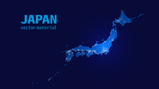 Japanese power, electricity and energy blue night map background image vector illustration material