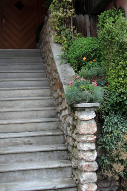 istock old stone staircase surrounded by green plants 1454578242