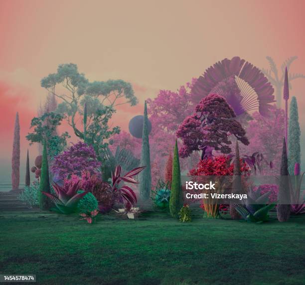Surreal Nature Background Stock Photo - Download Image Now - Flower, Landscape - Scenery, Fantasy