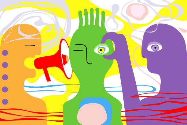 красочные �абстрактные силуэты людей. группа комичных мужчин. коммуникационная концепция. мультяшная минималистичная векторная иллюстрац� - individual event illustrations stock illustrations