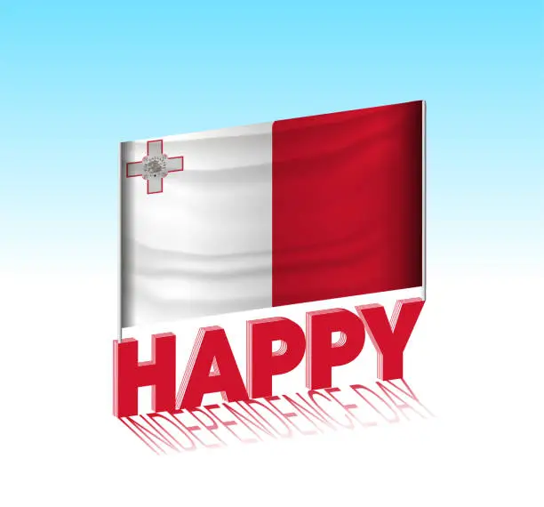 Vector illustration of Malta independence day. Simple Malta flag and billboard in the sky.