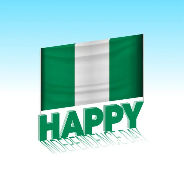 Vector illustration of Nigeria independence day. Simple Nigeria flag and billboard in the sky.