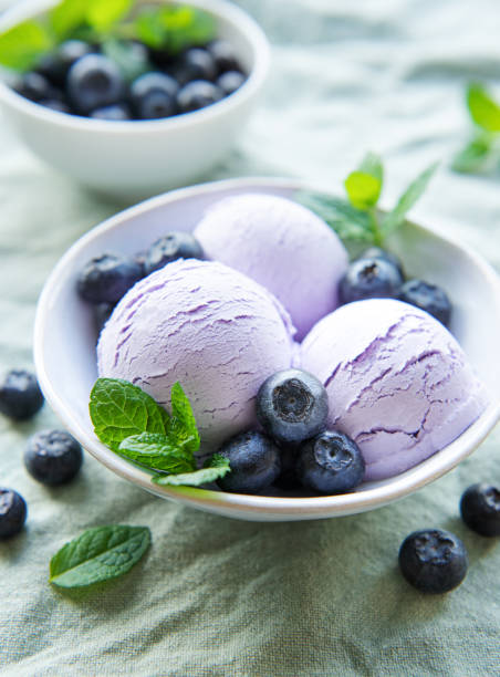 istock Homemade blueberry  ice cream with fresh blueberries 1454584749