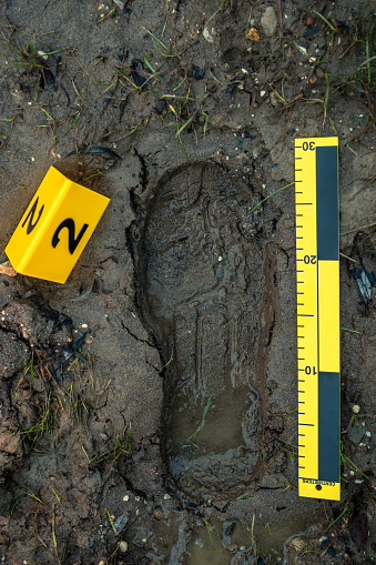 Footprint on crime scene