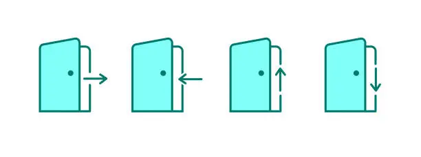 Vector illustration of Entrance exit door with arrow icon sign