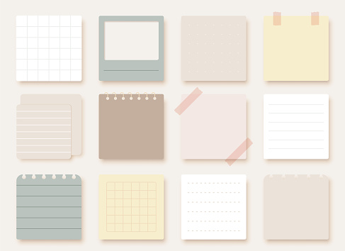Notepad Sticker Layout Paper Note Sticker Square Notepad Pastel Flat Set Stock Illustration ...