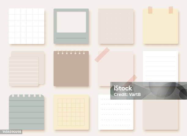 Paper Note Sticker Square Notepad Pastel Flat Set Stock Illustration ...