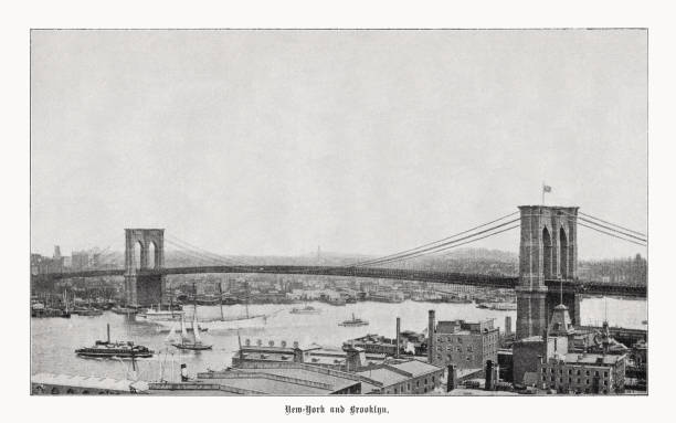 istock Brooklyn Bridge, New York City, USA, halftone print, published in 1899 1454591631