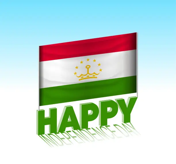 Vector illustration of Tajikistan independence day. Simple Tajikistan flag and billboard in the sky.