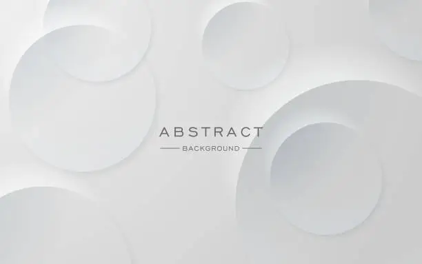 Vector illustration of modern dynamic white gray circle shape shadow and light dimension background. eps10 vector