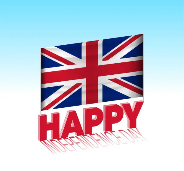 Vector illustration of United Kingdom independence day. Simple United Kingdom flag and billboard in the sky.