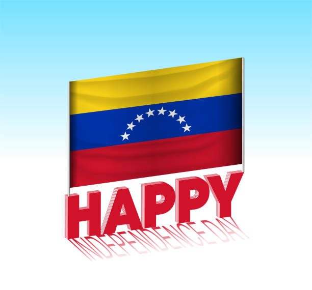 ilustraciones, imágenes clip art, dibujos animados e iconos de stock de día de la independencia de venezuela. bandera simple de venezuela y valla publicitaria en el cielo. - cultura venezolana