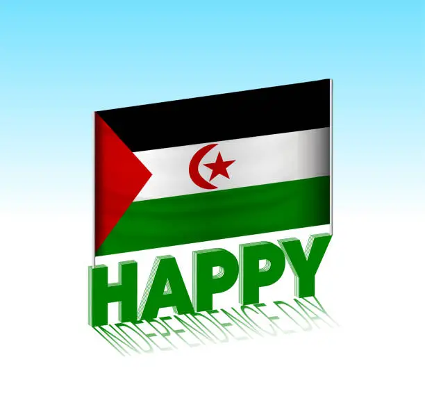 Vector illustration of Western Sahara independence day. Simple Western Sahara flag and billboard in the sky.