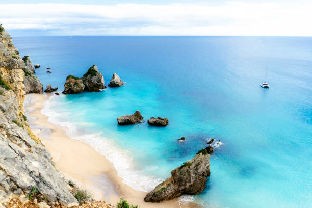 istock Ethereal coastal view with rocky formation 1454598989