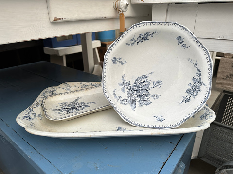 antique porcelain serving platter with lid