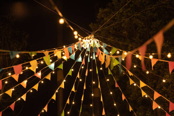 istock Tent camp flags for picnic for celebration party. 1454605645
