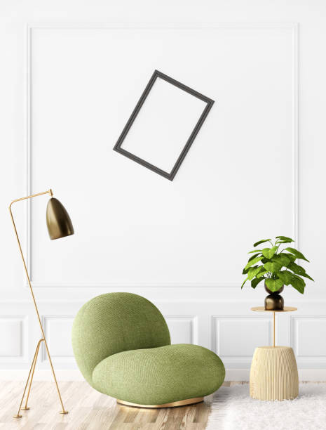 istock mock up poster frame in modern interior background, living room, Scandinavian style, 3D render, 1454605649