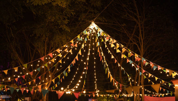 istock Tent camp flags for picnic for celebration party. 1454605741
