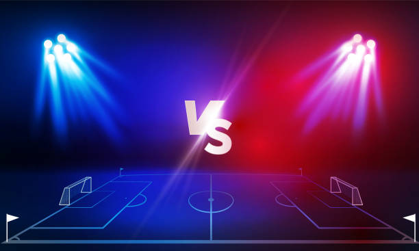 istock Football arena field with bright stadium lights vector design Vector illumination 1454609064