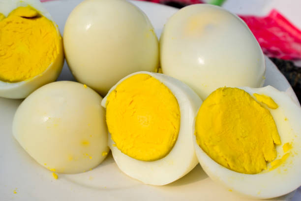 istock Boiled chicken eggs in the dish, Nutritious food for the body 1454617447