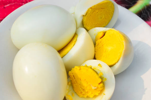 istock Boiled chicken eggs in the dish, Nutritious food for the body 1454617535