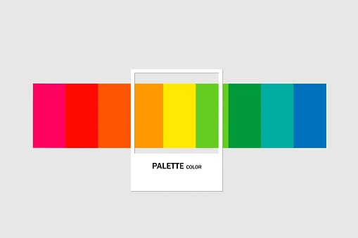 A color palette on a gray background with a white frame