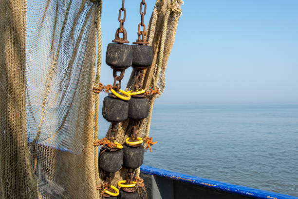 Buoys and nets on a fishing trawler.