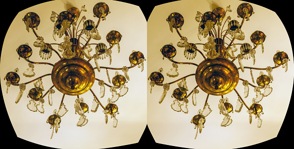 Crystal old ornate lighting fixture in 3D.