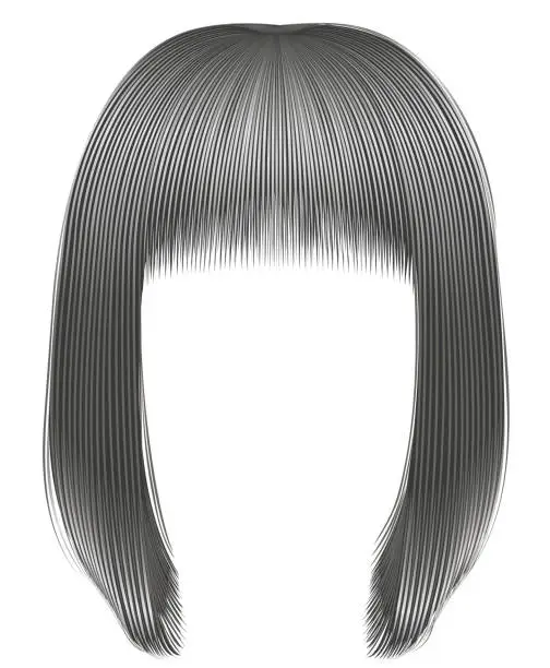 Vector illustration of trendy hairs gray colors . kare fringe . beauty fashion