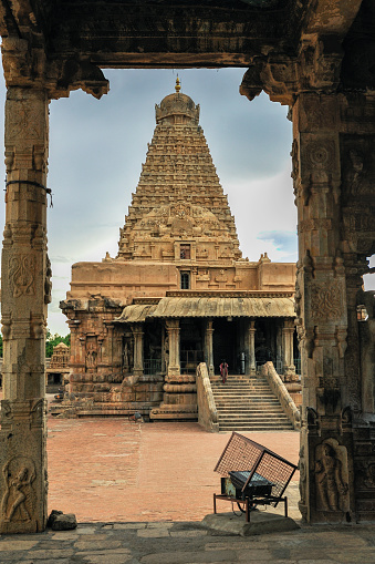 08 21 2009,Brihadishvara Temple, called Rajarajesvaram UNESCO world Heritage site  Thanjavur, Tamil Nadu, India