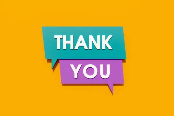 Photo of Thank you - Colored banner, sign.