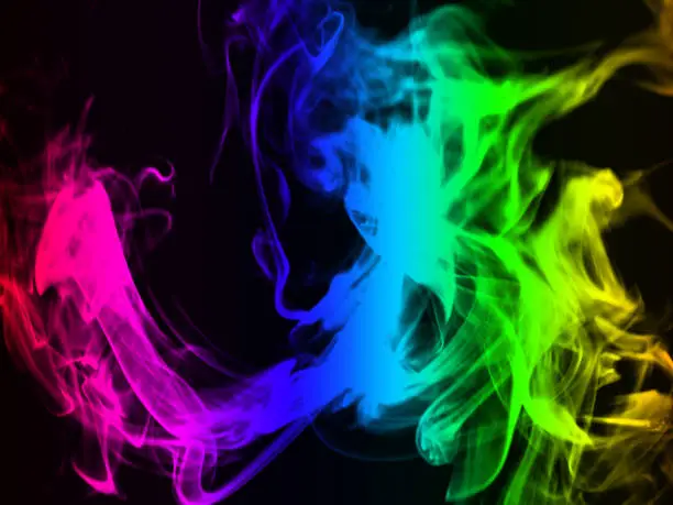 Colorful smoke on dark background.
