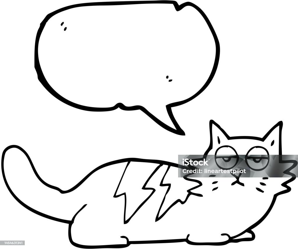 Cat Pin Bubble Example Freehand Drawn Speech Bubble Cartoon Cat Stock Illustration - Download ...