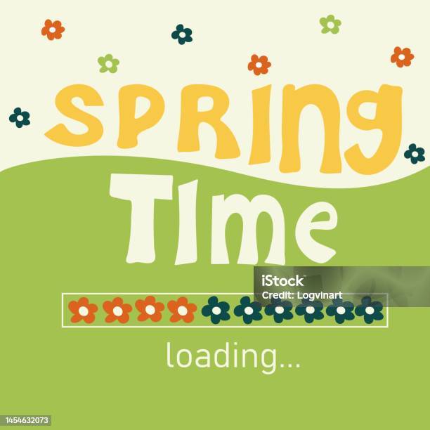 Springtime Loading Handwritten Slogan With Progress Bar Stock ...