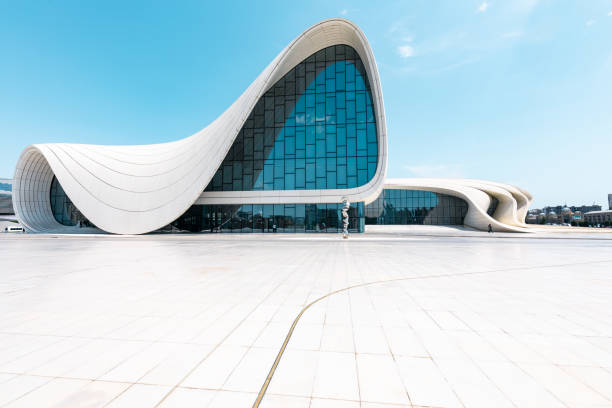 Heydar Aliyev Cultural Center in Baku. The cultural center, built by architect Zaha Hadid. Baku, Azerbaijan. stock photo